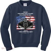 Three Wheels Do Both! USA Flags Trike Gift Kids Sweatshirt thumb 0