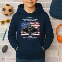 Three Wheels Do Both! USA Flags Trike Gift Kids Hoodie thumb 2
