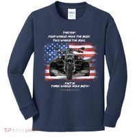 Three Wheels Do Both! USA Flags Trike Gift Kids Long Sleeve Shirt thumb 0