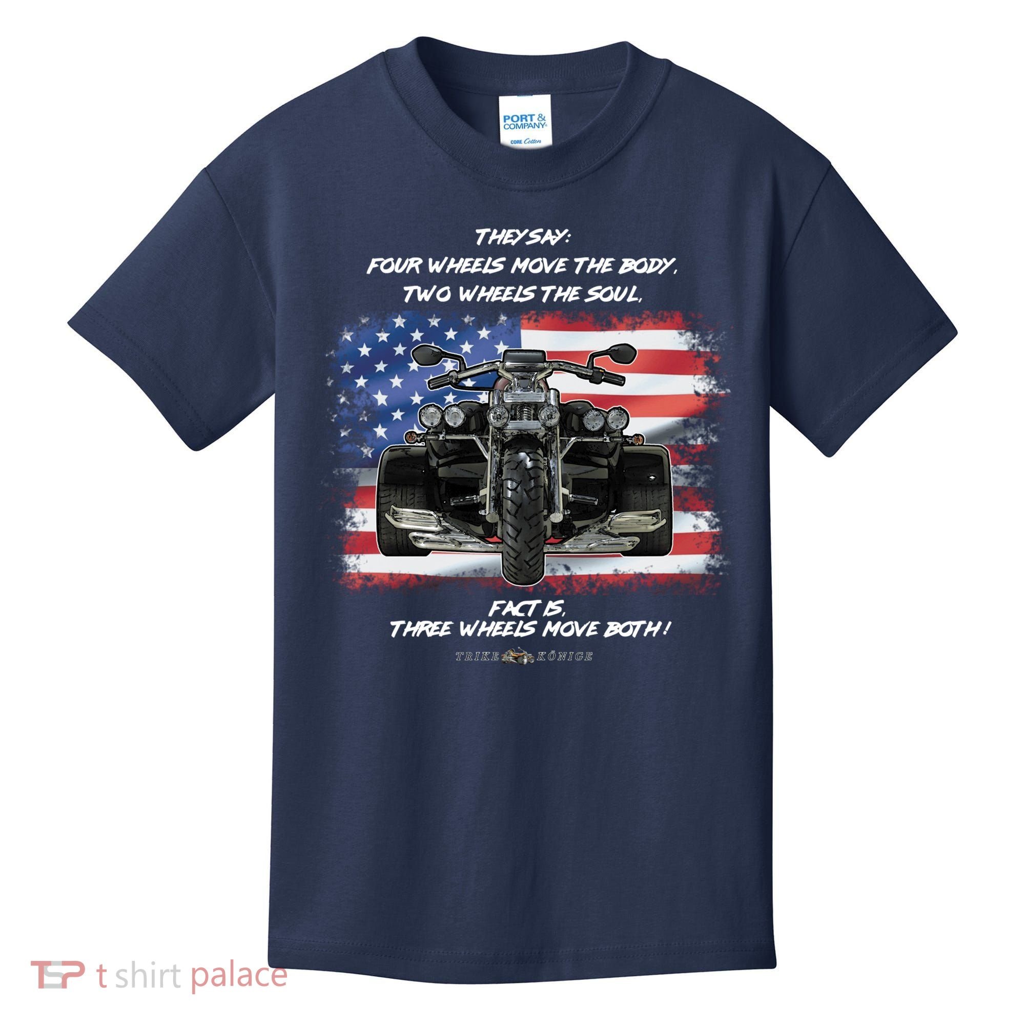 Three Wheels Do Both! USA Flags Trike Gift Kids T-Shirt
