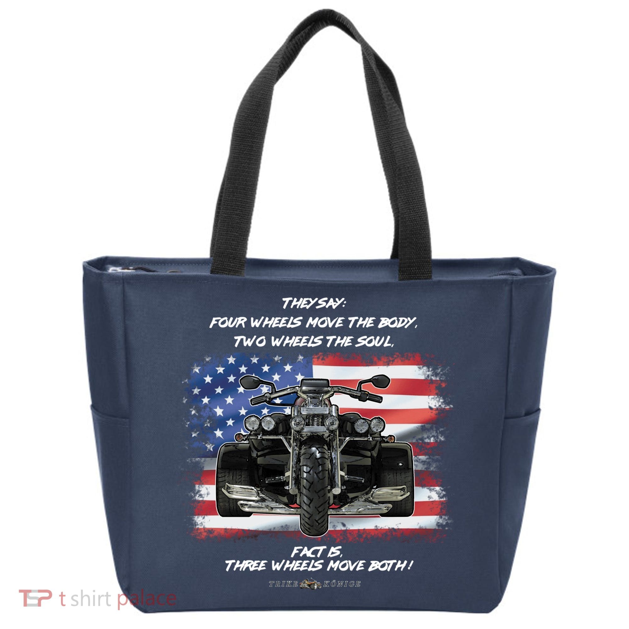 Three Wheels Do Both! USA Flags Trike Gift Tote Bag