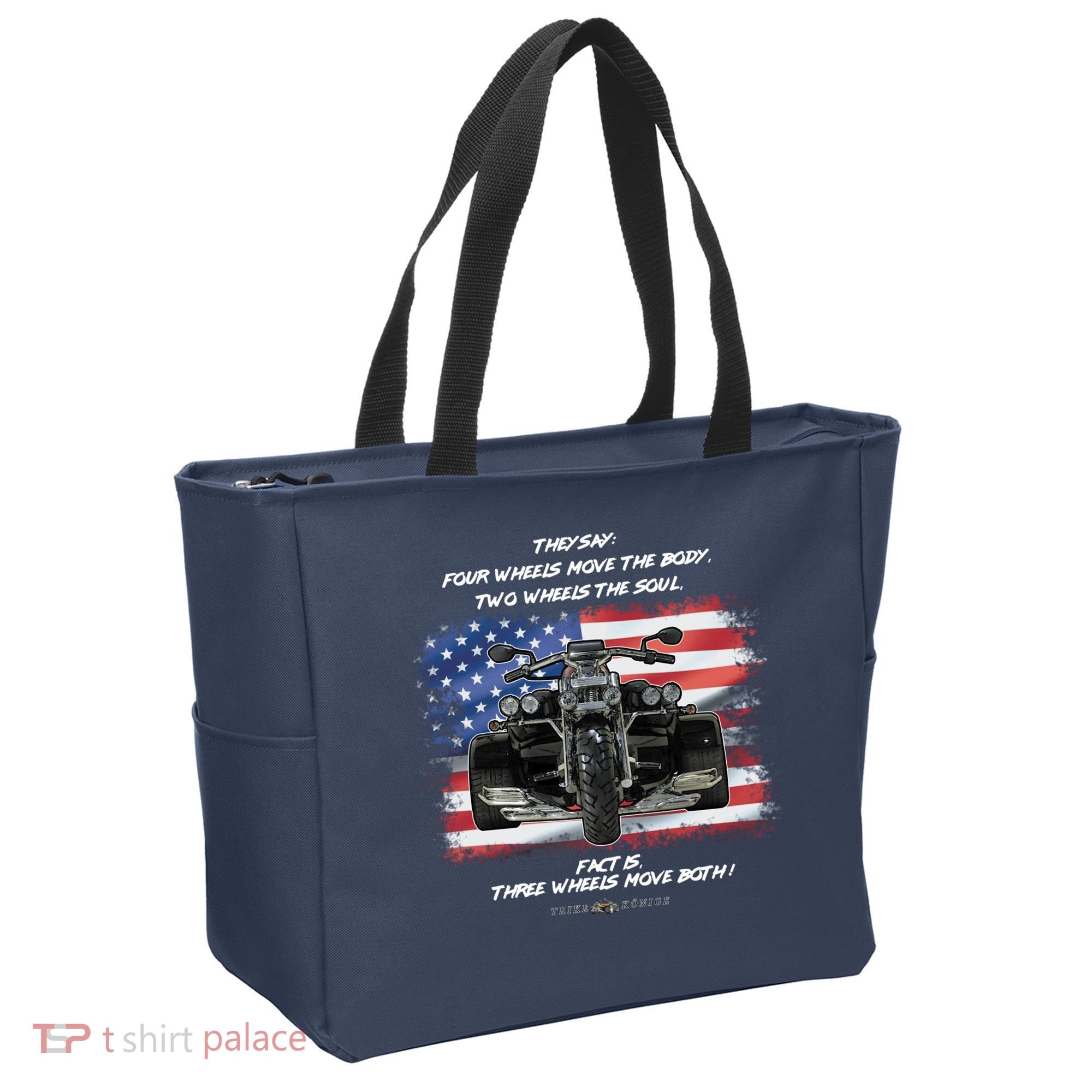 Three Wheels Do Both! USA Flags Trike Gift Tote Bag