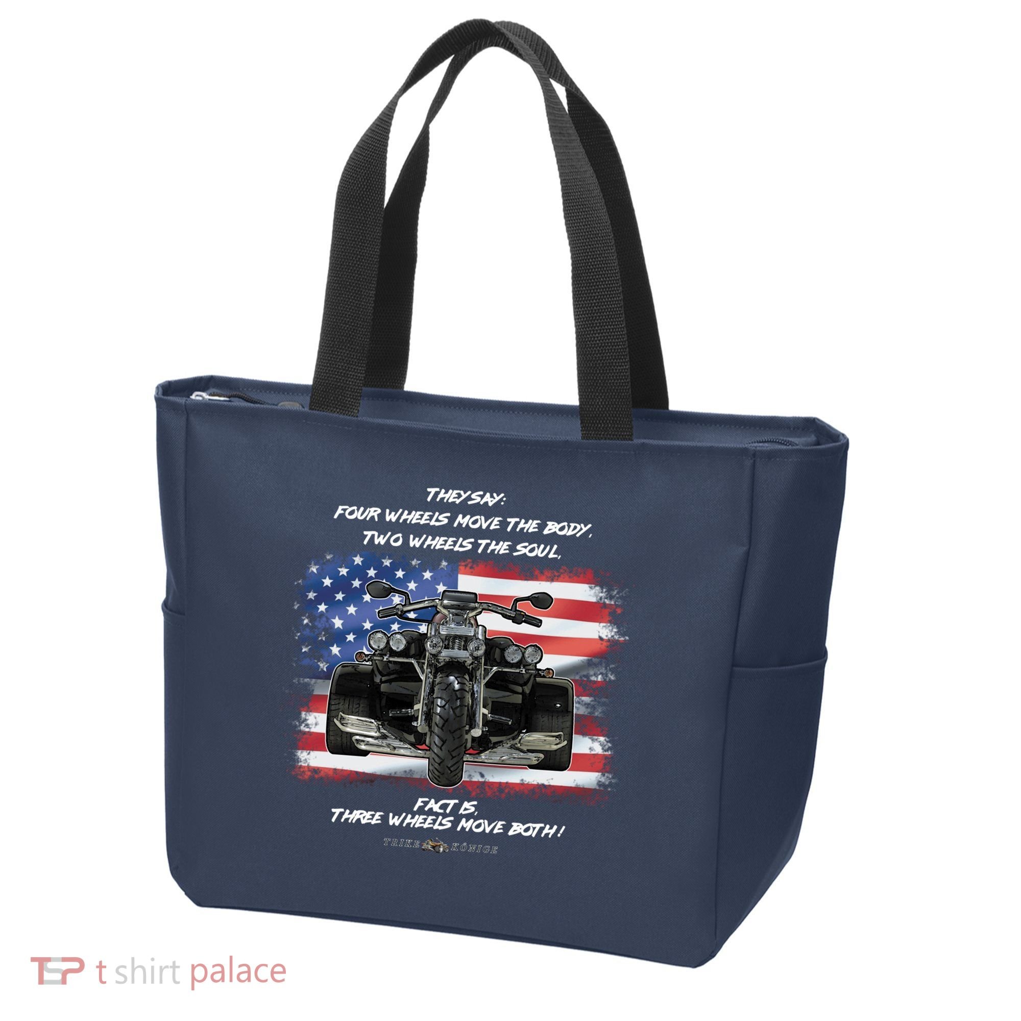 Three Wheels Do Both! USA Flags Trike Gift Tote Bag