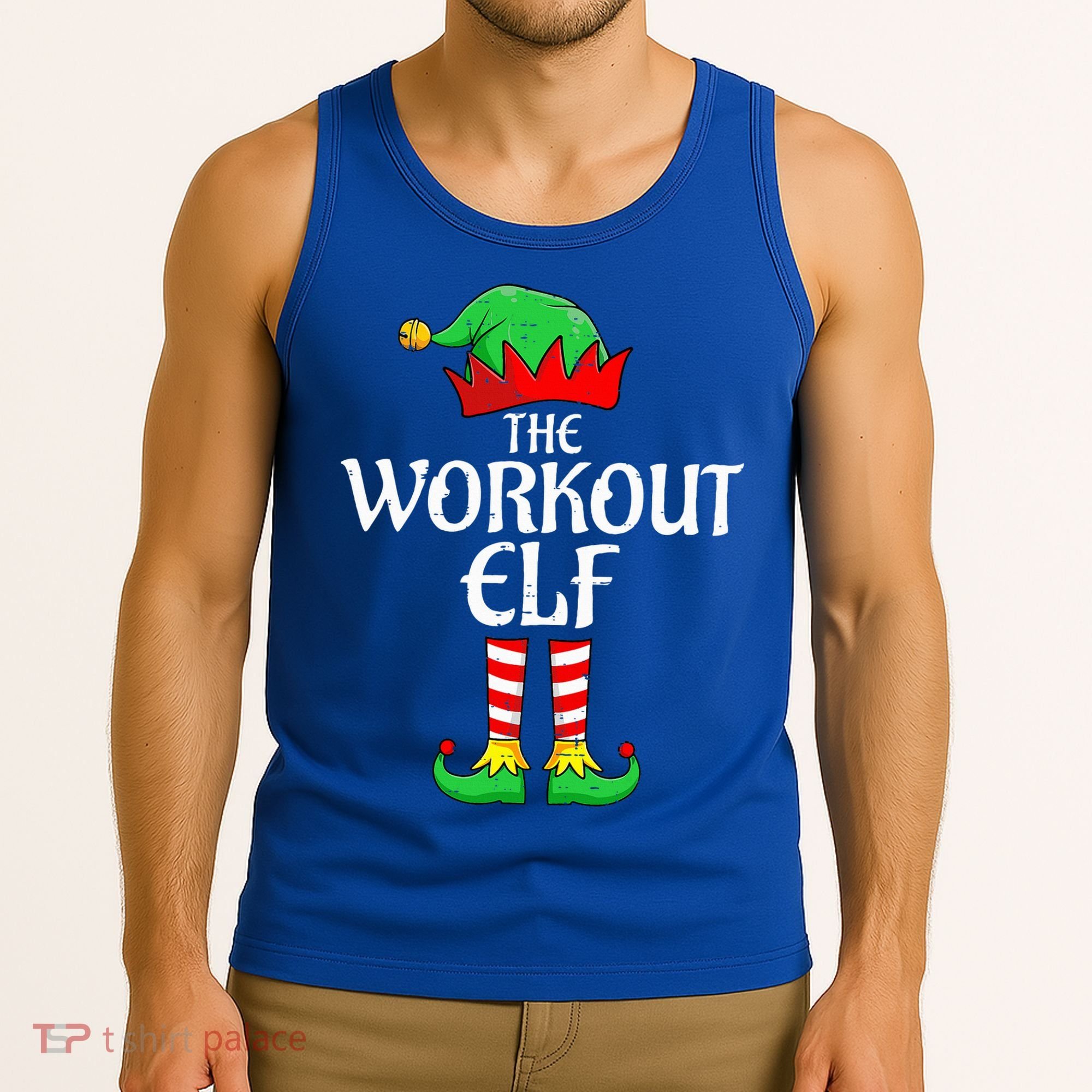 The Workout Elf Xmas Matching Christmas Family Pajama  Tank Top