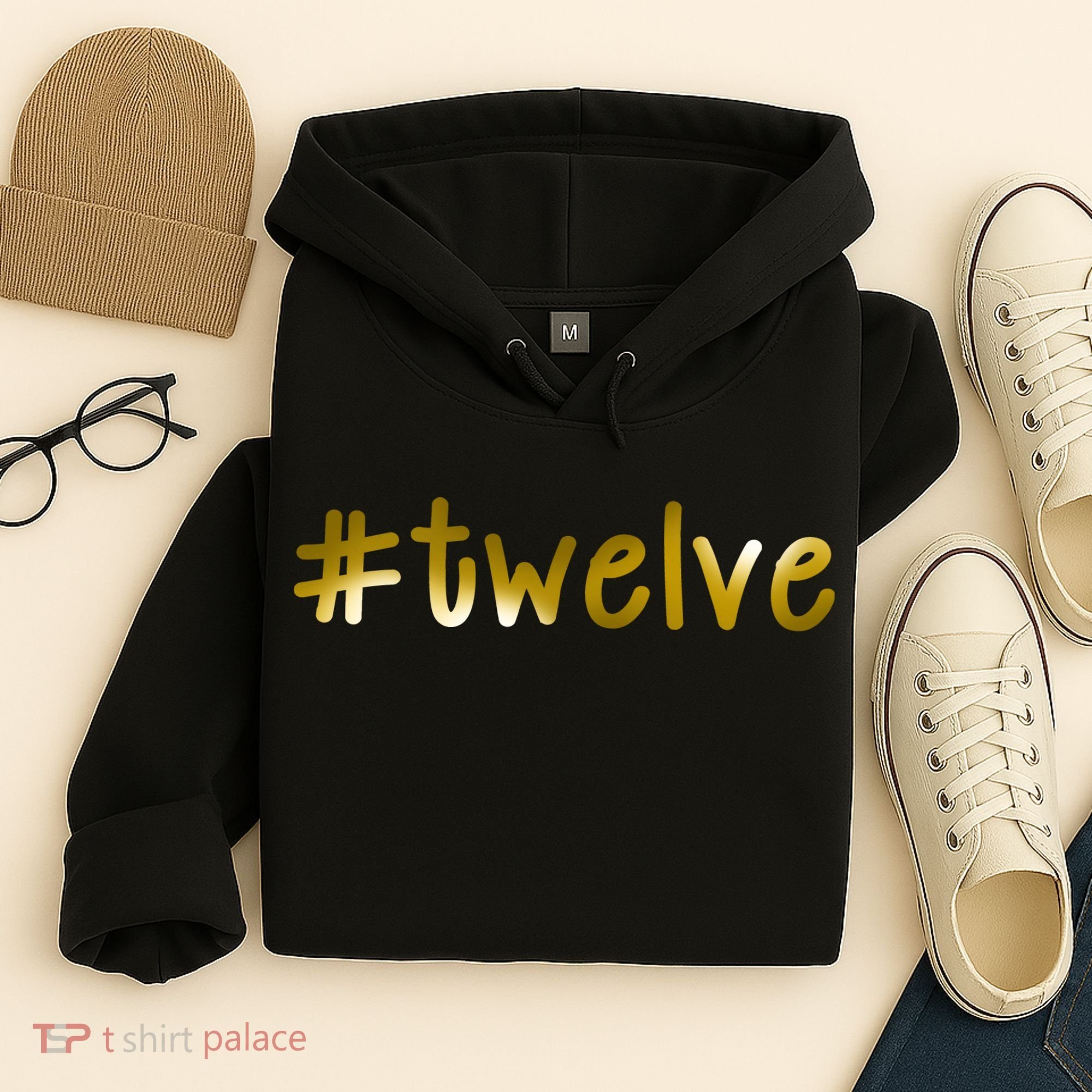 #Twelve 12th Birthday Gold Logo Hoodie