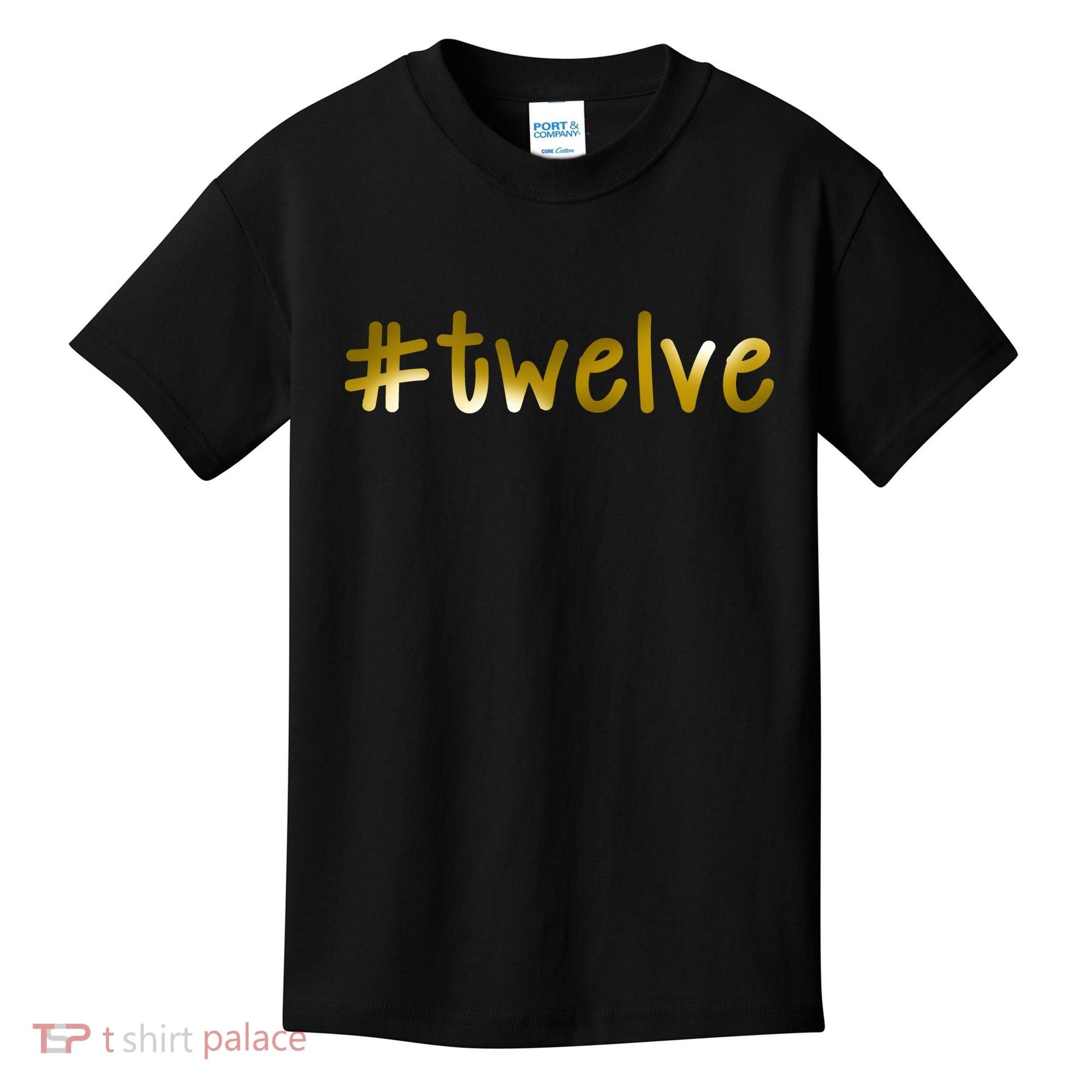 #Twelve 12th Birthday Gold Logo Kids T-Shirt