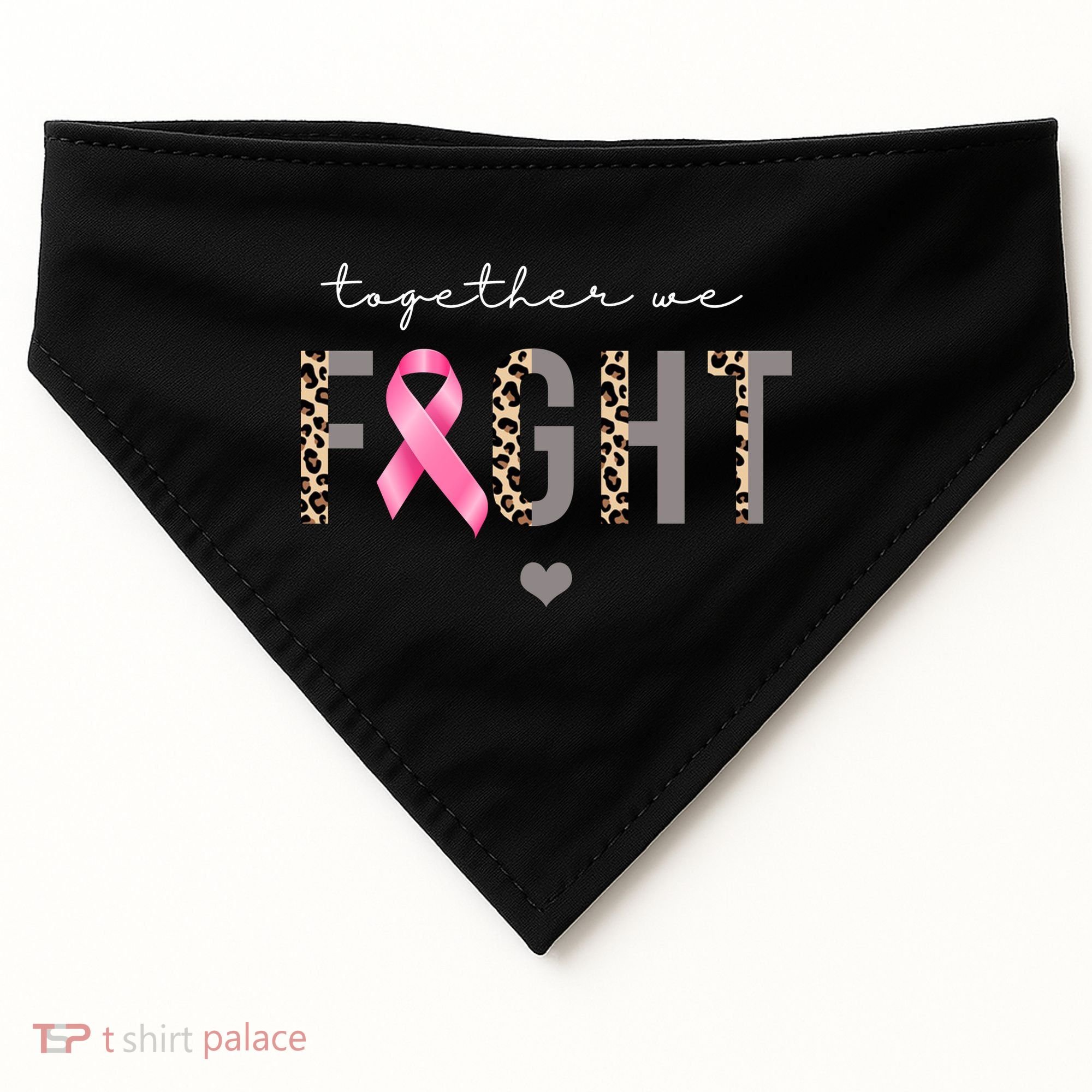 Together We Fight Breast Cancer Awareness Leopard USA-Made Doggie Bandana