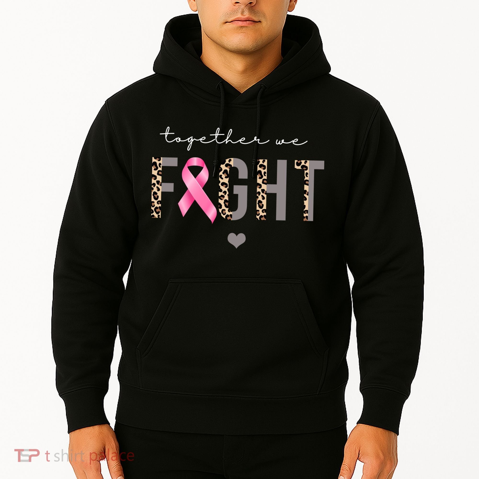 Together We Fight Breast Cancer Awareness Leopard Hoodie