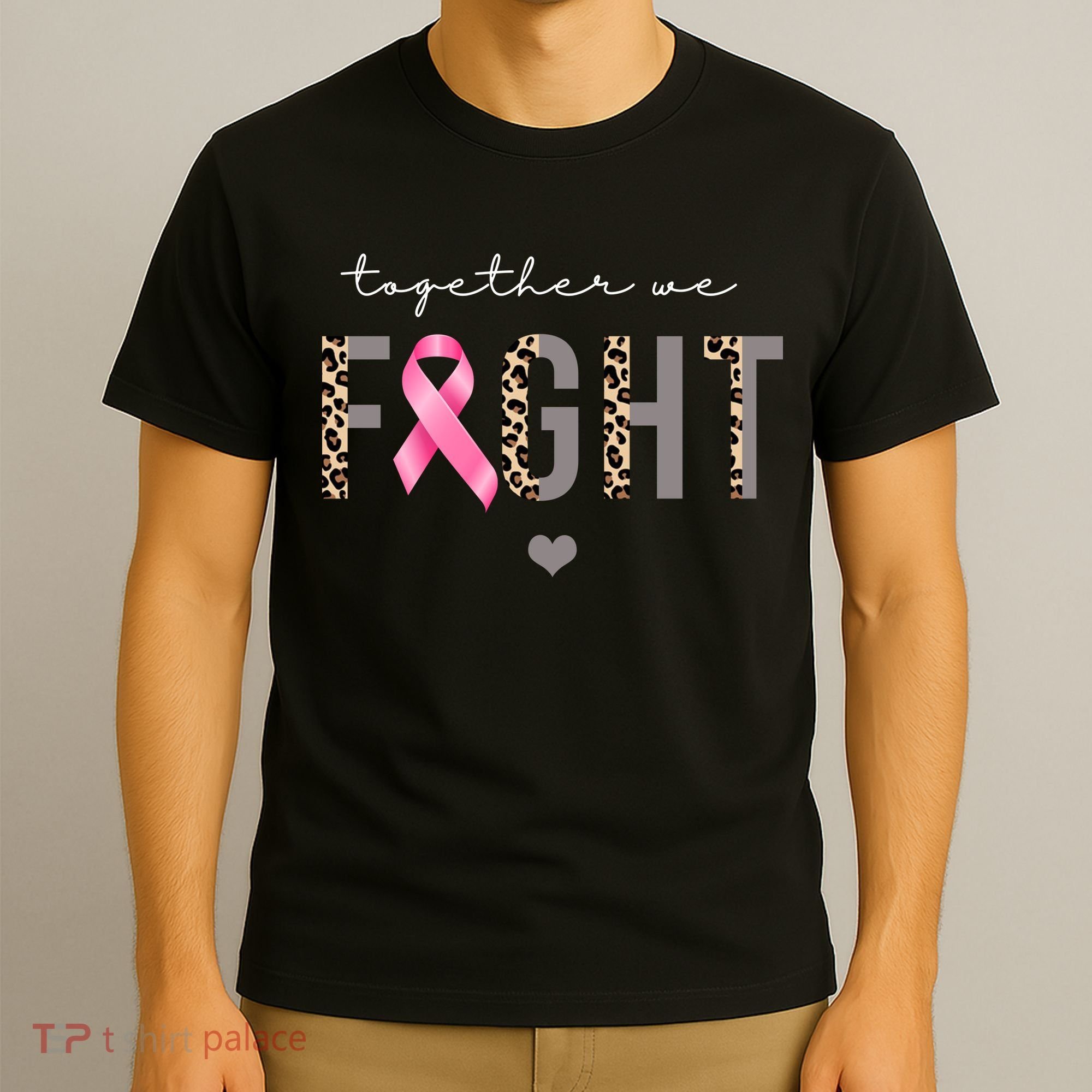 Together We Fight Breast Cancer Awareness Leopard T-Shirt