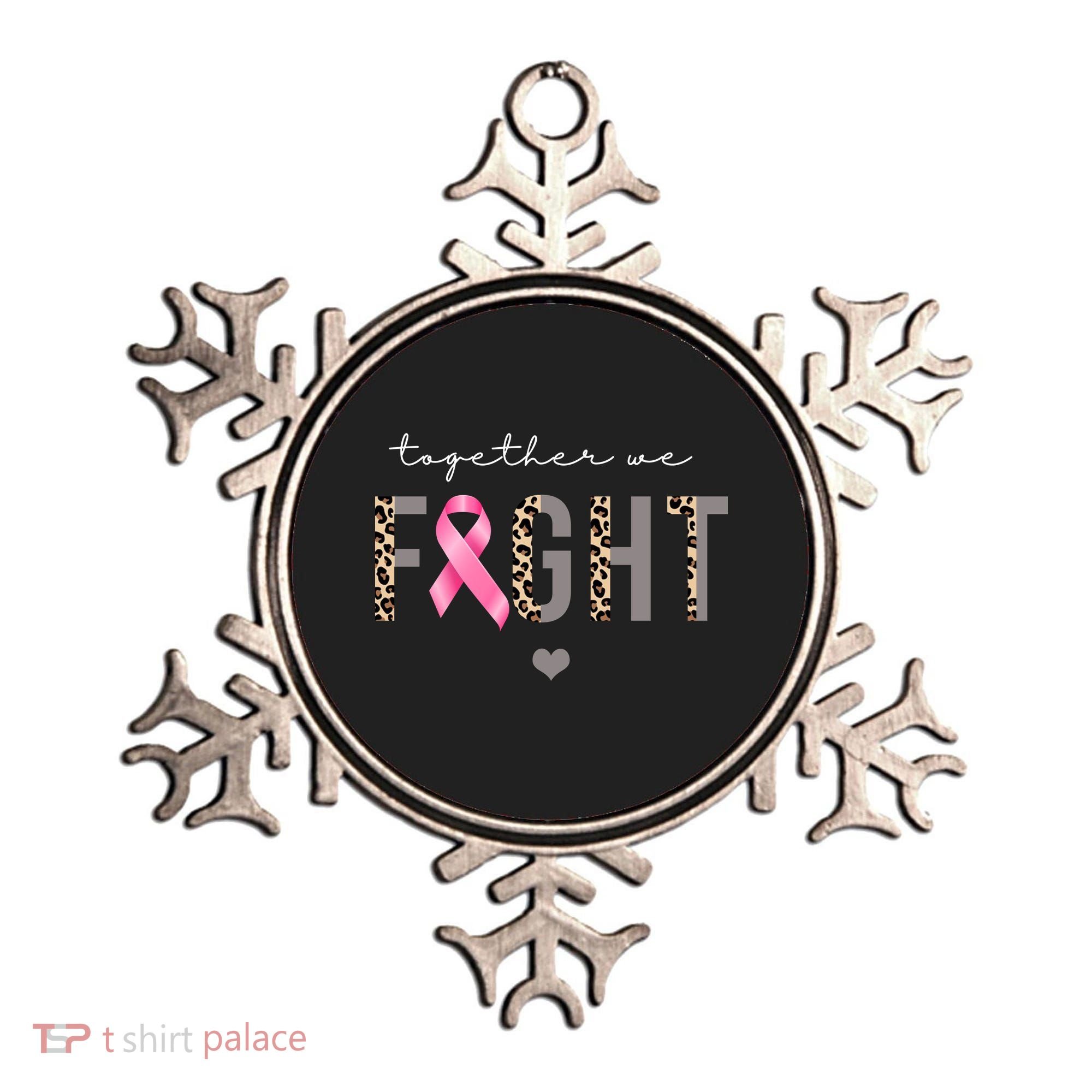 Together We Fight Breast Cancer Awareness Leopard Ornament