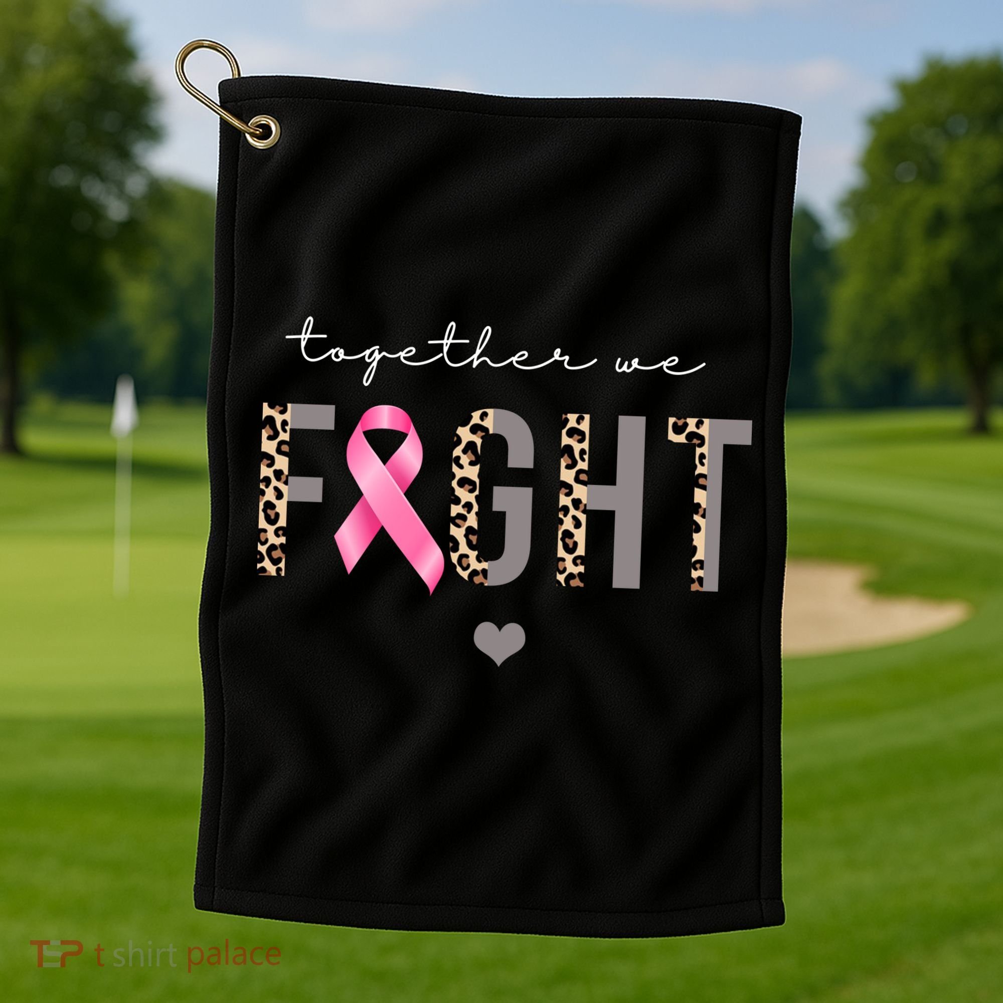 Together We Fight Breast Cancer Awareness Leopard Golf Towel