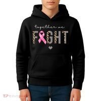 Together We Fight Breast Cancer Awareness Leopard Kids Hoodie thumb 4