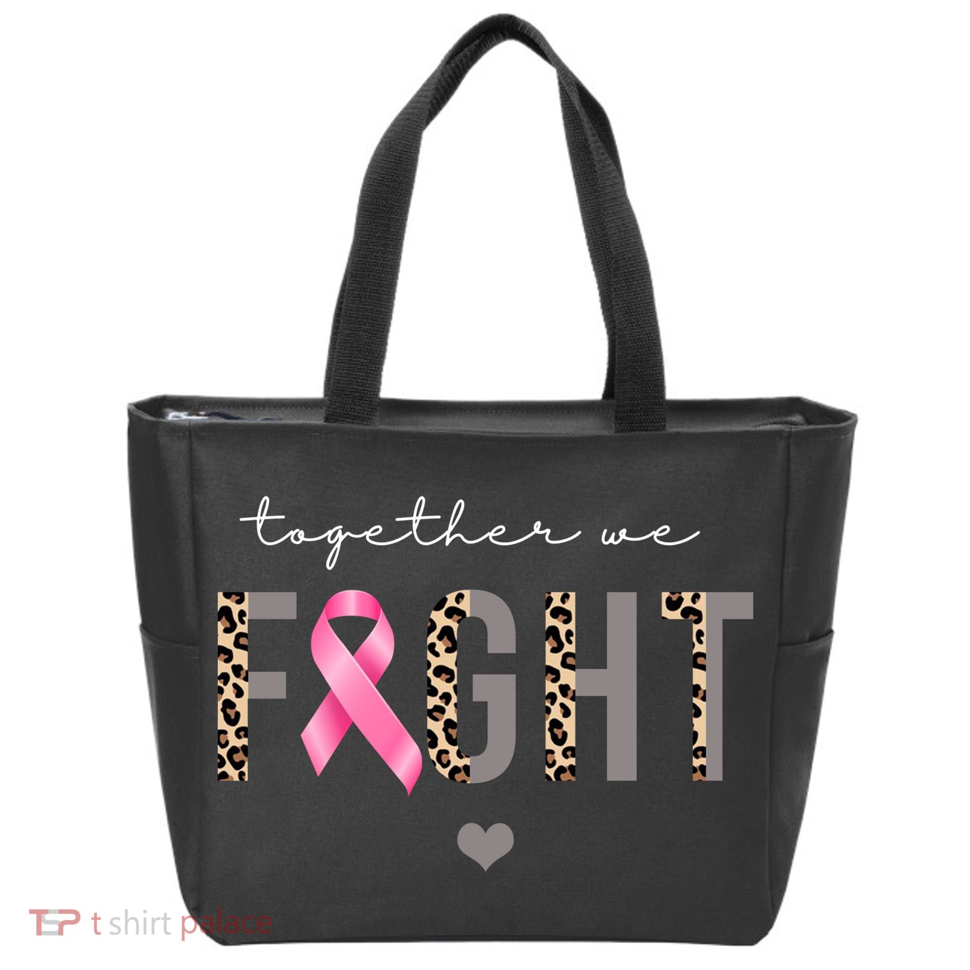 Together We Fight Breast Cancer Awareness Leopard Tote Bag