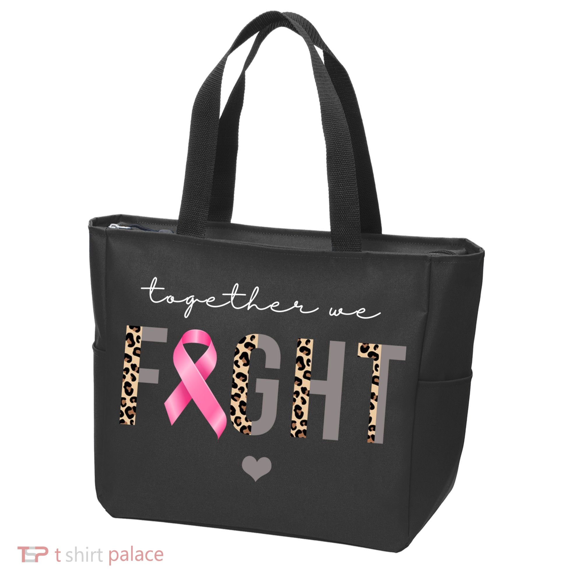 Together We Fight Breast Cancer Awareness Leopard Tote Bag
