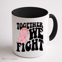 Together We Fight Breast Cancer Retro Coffee Mug thumb 1