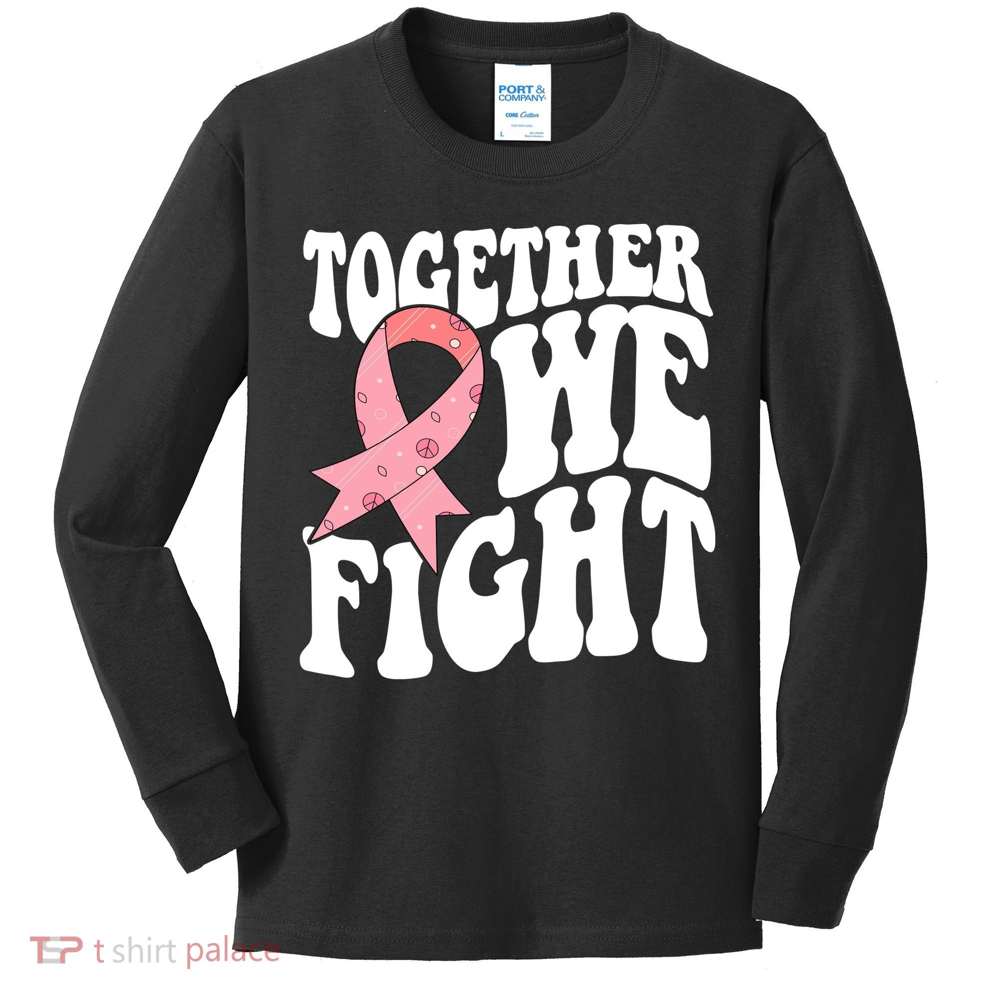 Together We Fight Breast Cancer Retro Kids Long Sleeve Shirt