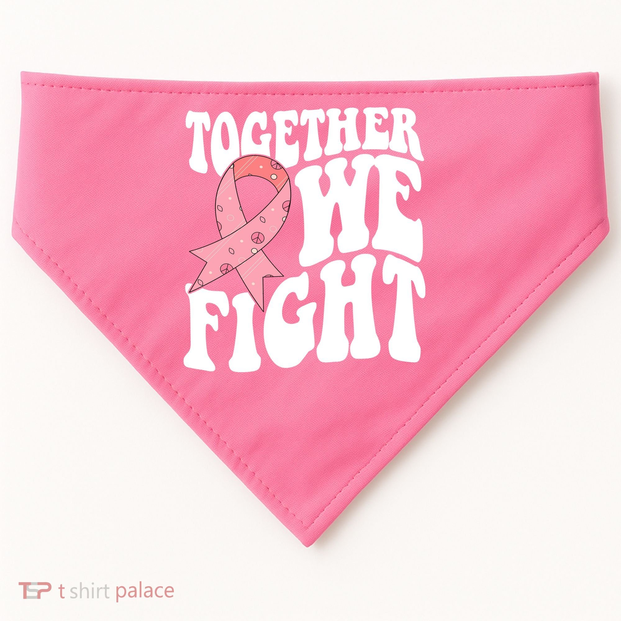 Together We Fight Breast Cancer Retro USA-Made Doggie Bandana
