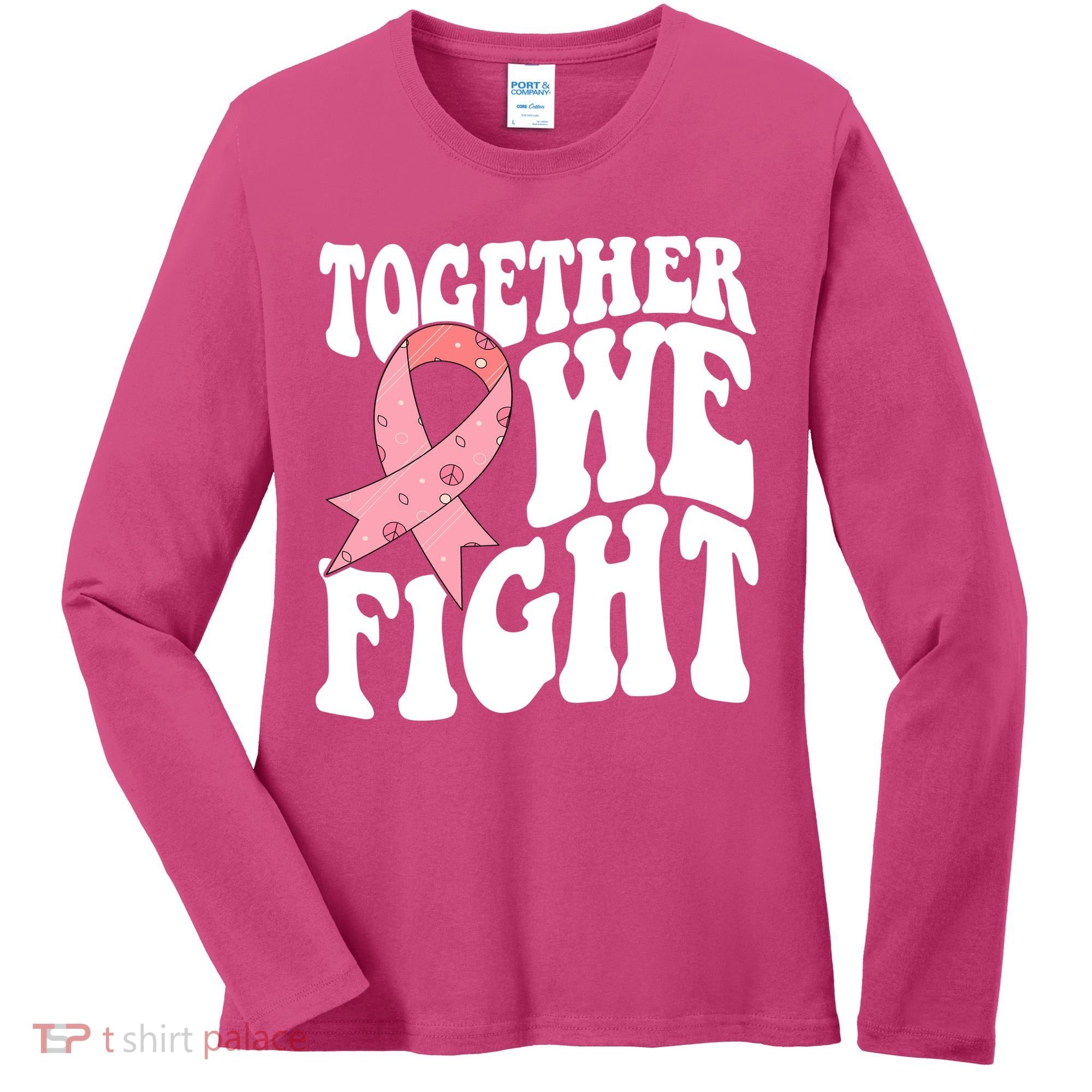 Together We Fight Breast Cancer Retro Women's Long Sleeve Shirt