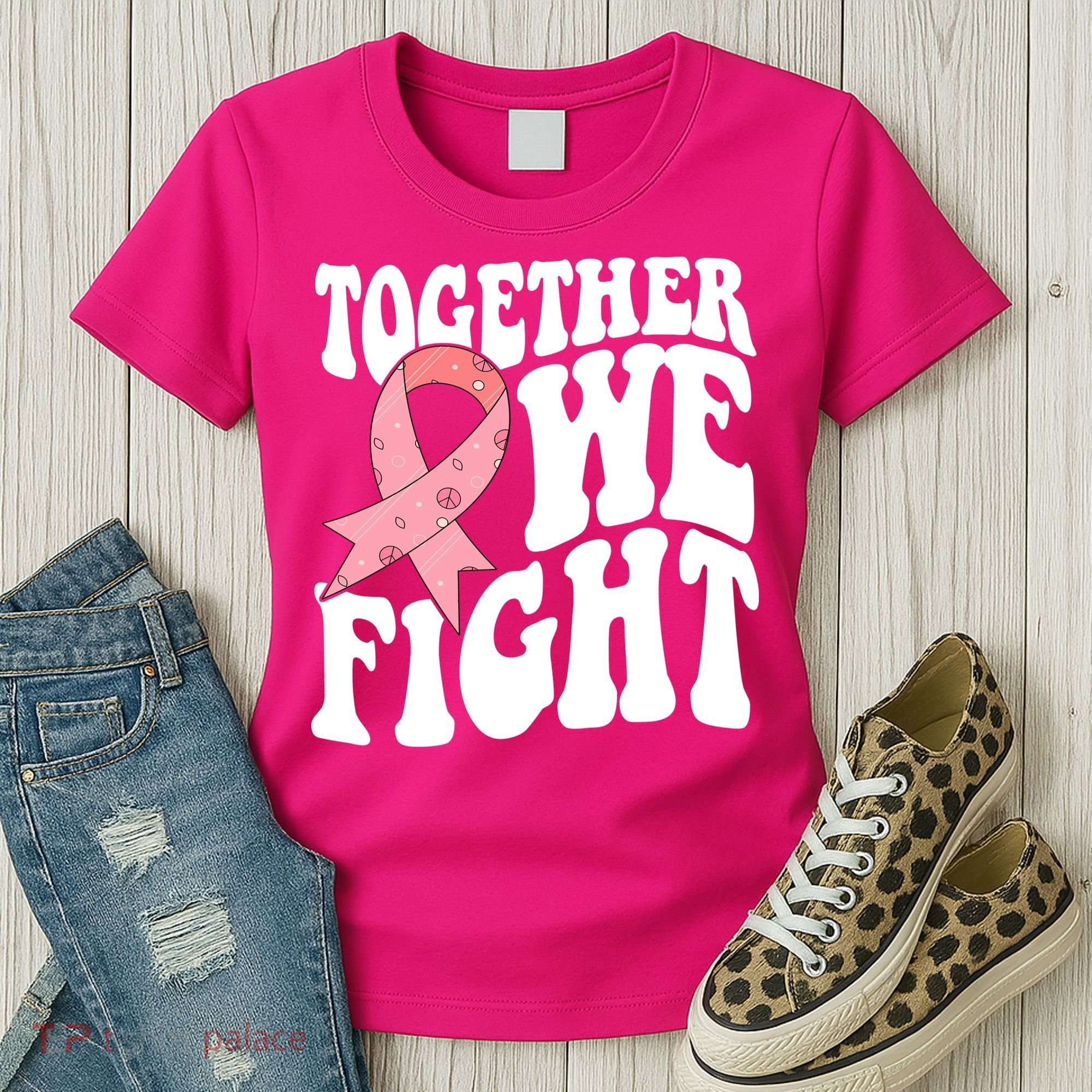 Together We Fight Breast Cancer Retro Women's T-Shirt