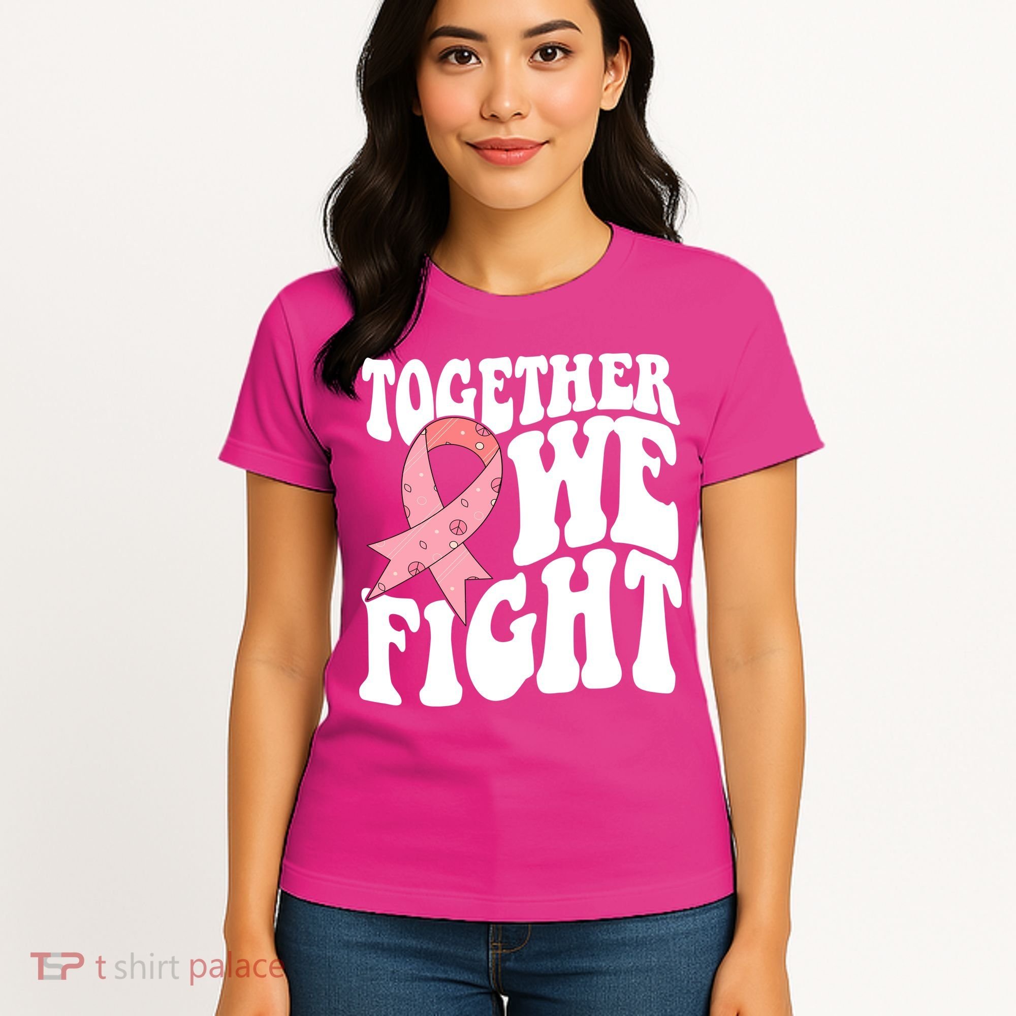 Together We Fight Breast Cancer Retro Women's T-Shirt