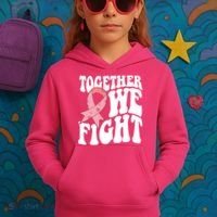Together We Fight Breast Cancer Retro Kids Hoodie thumb 3