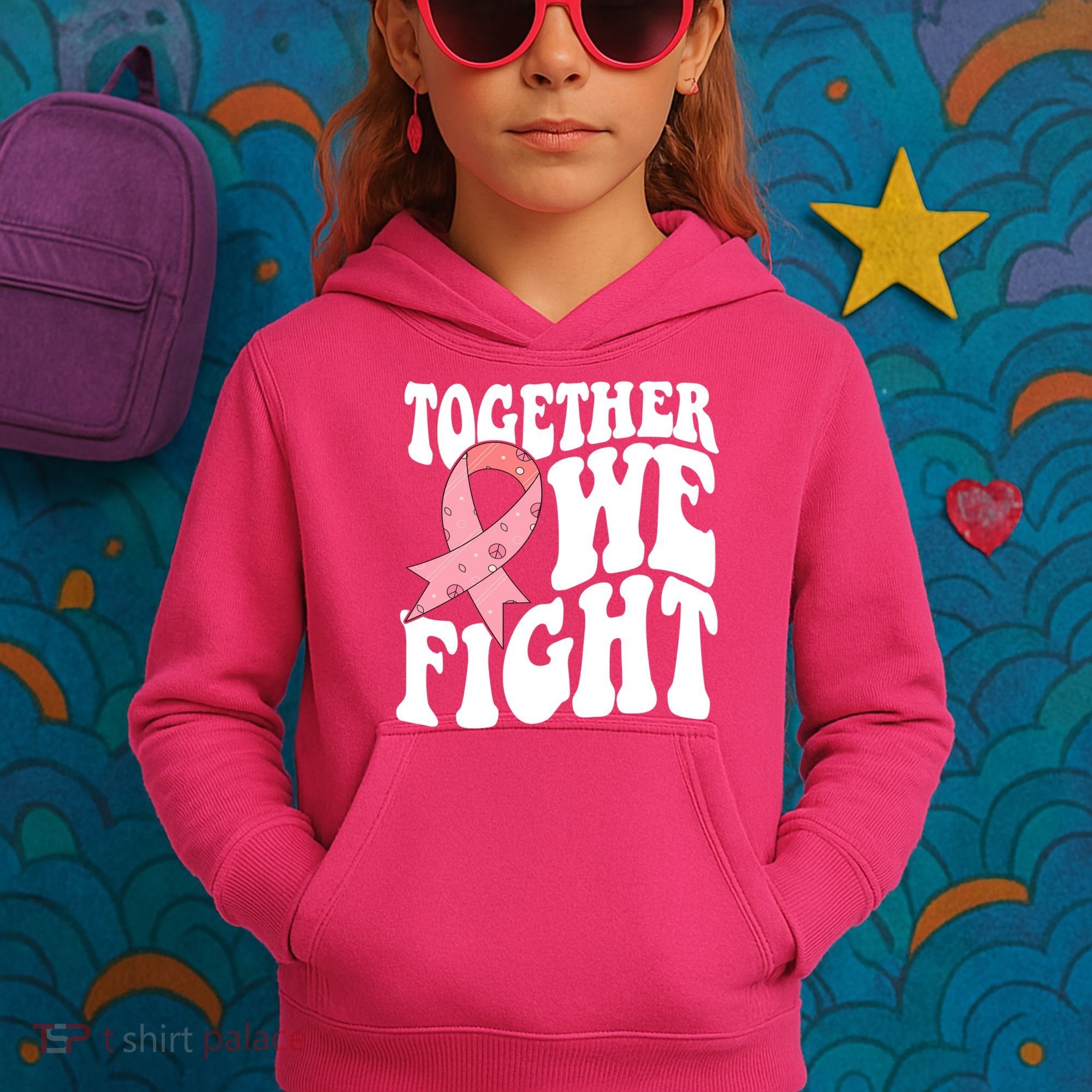 Together We Fight Breast Cancer Retro Kids Hoodie