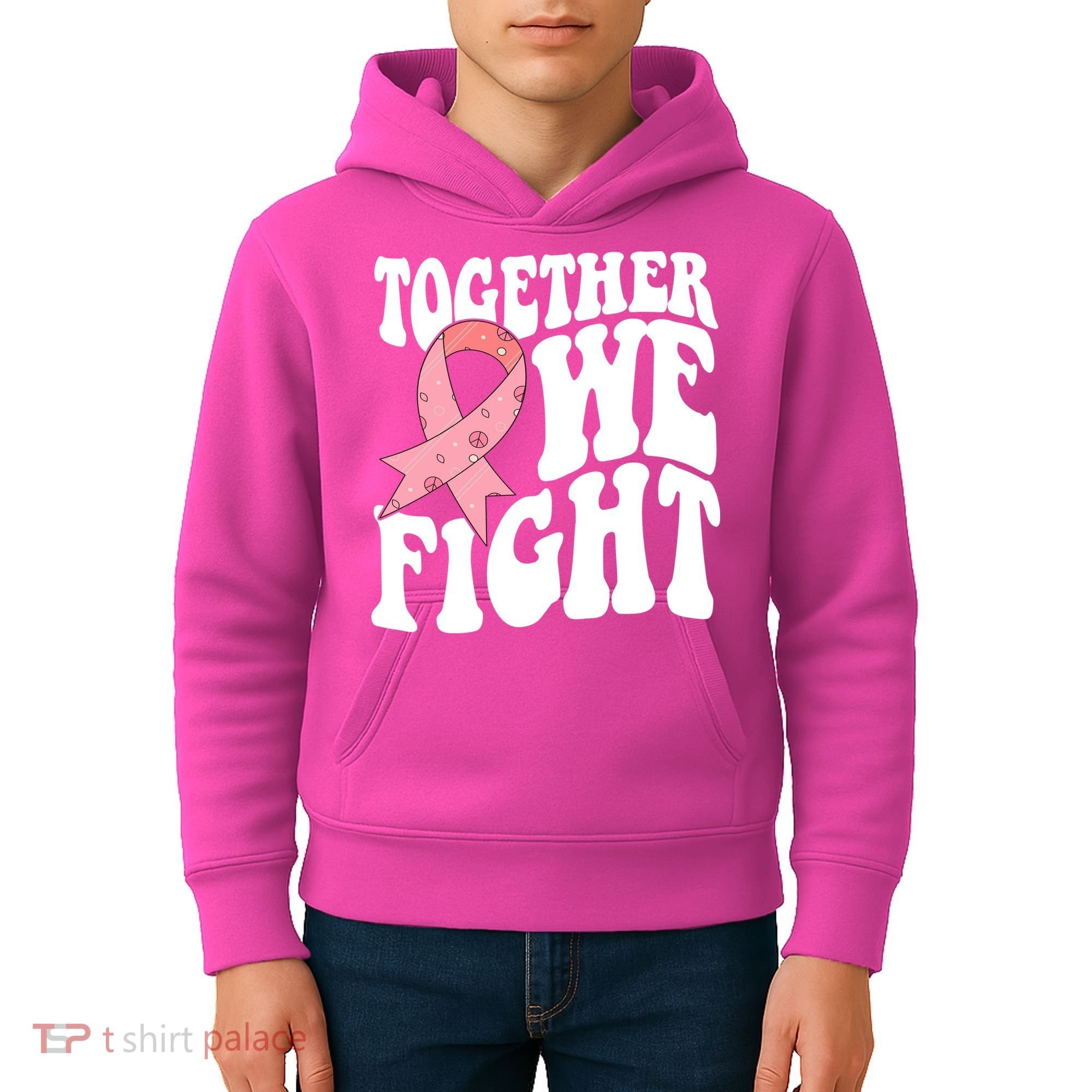 Together We Fight Breast Cancer Retro Kids Hoodie