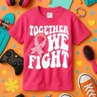 Together We Fight Breast Cancer Retro Kids T-Shirt thumb 3