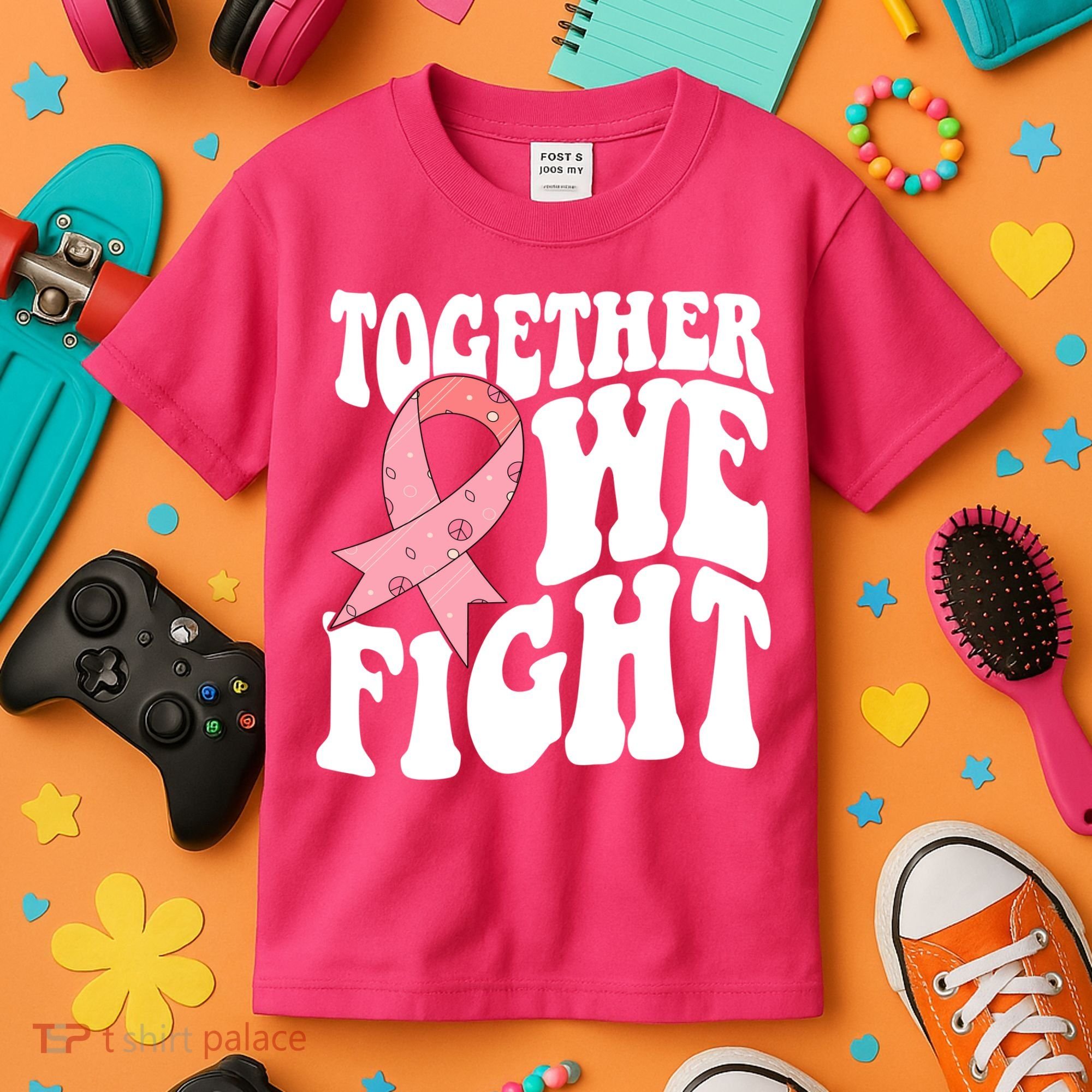 Together We Fight Breast Cancer Retro Kids T-Shirt