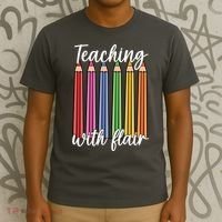 Teaching With Flair Colorful Pencil School T-Shirt thumb 3