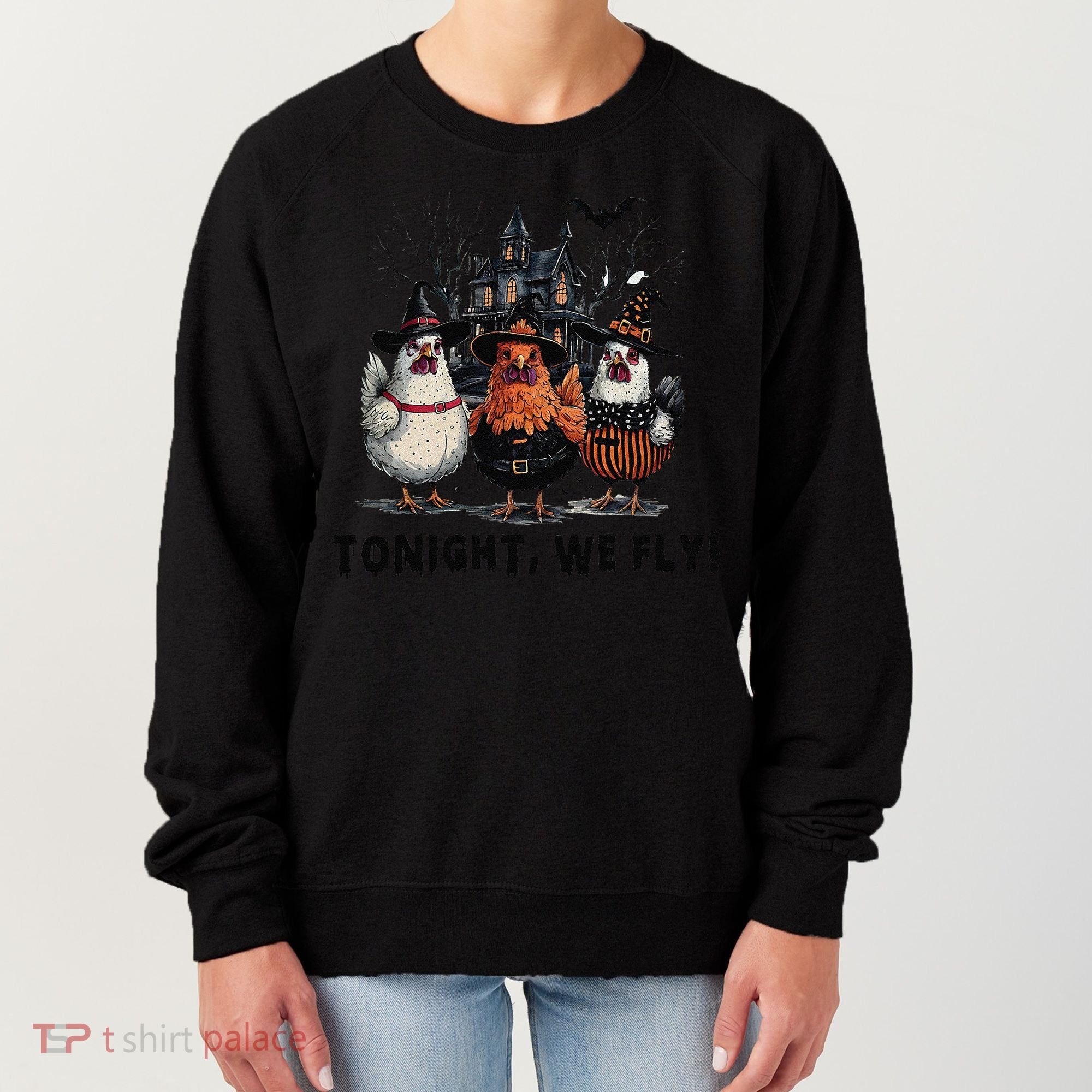 Tonight We Fly Funny Chicken Halloween Spooky Season Women's Sweatshirt