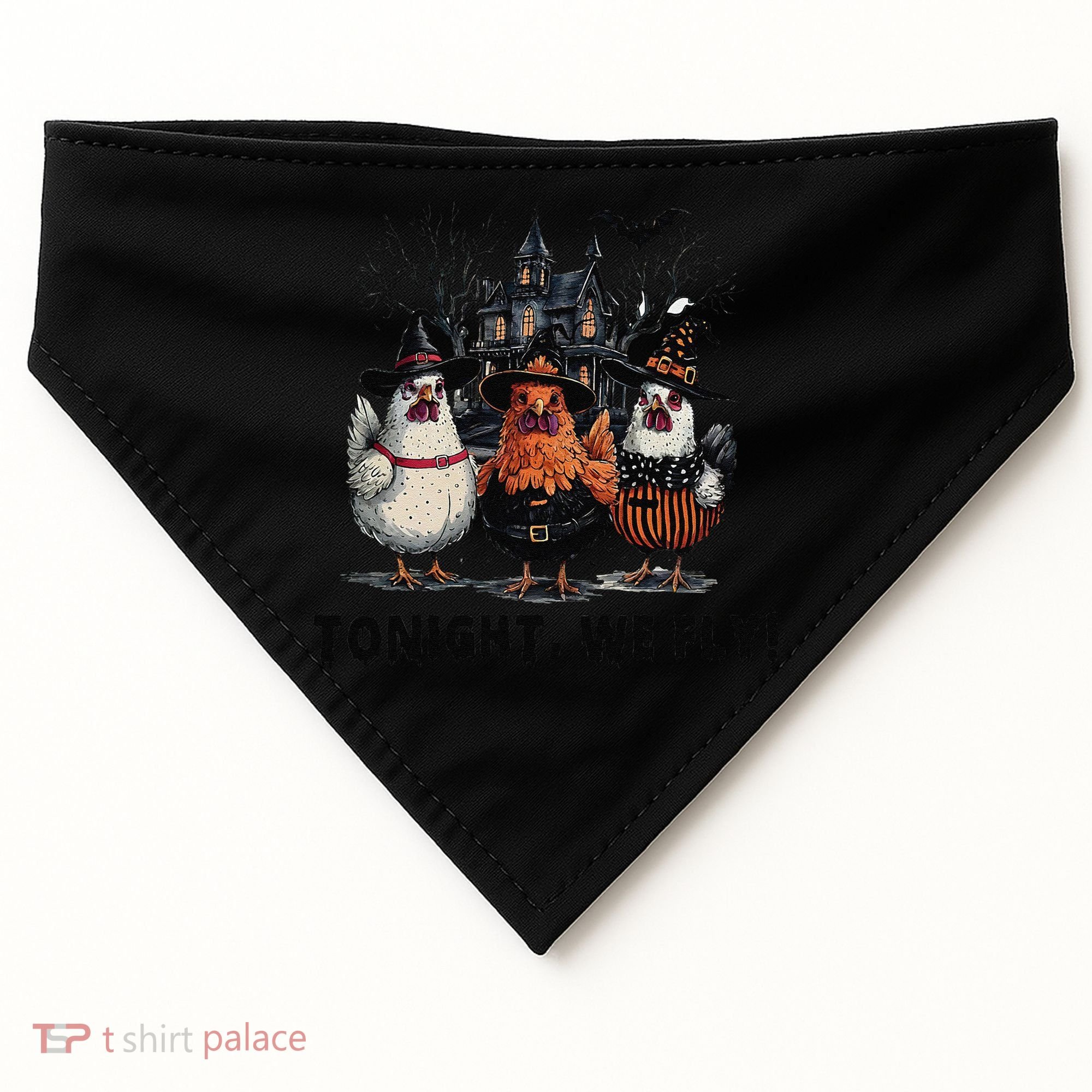Tonight We Fly Funny Chicken Halloween Spooky Season USA-Made Doggie Bandana