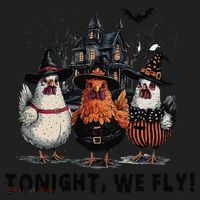 Tonight We Fly Funny Chicken Halloween Spooky Season Beanie thumb 2