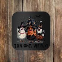 Tonight We Fly Funny Chicken Halloween Spooky Season Coaster thumb 0
