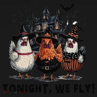 Tonight We Fly Funny Chicken Halloween Spooky Season Women's Hoodie thumb 2