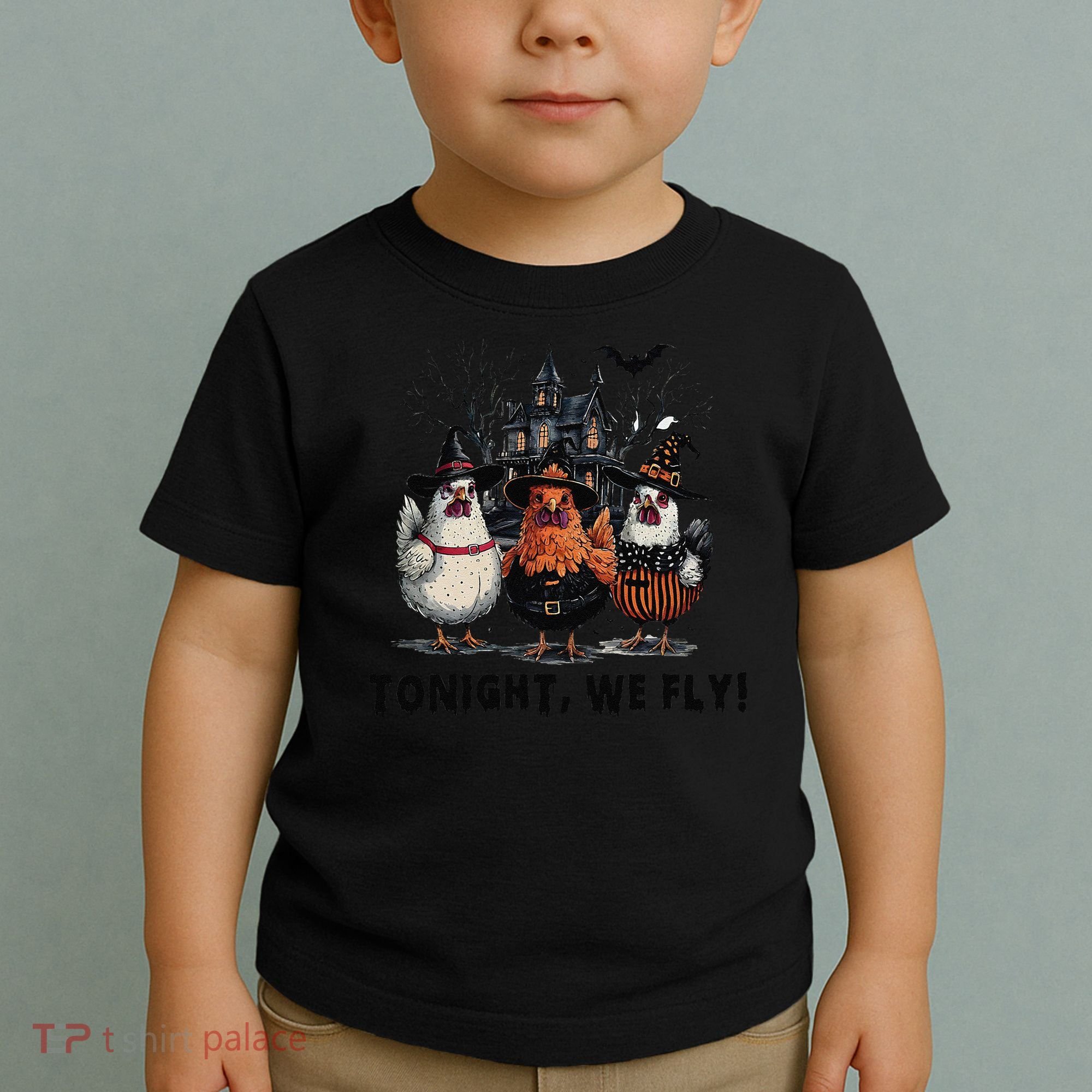Tonight We Fly Funny Chicken Halloween Spooky Season Toddler T-Shirt