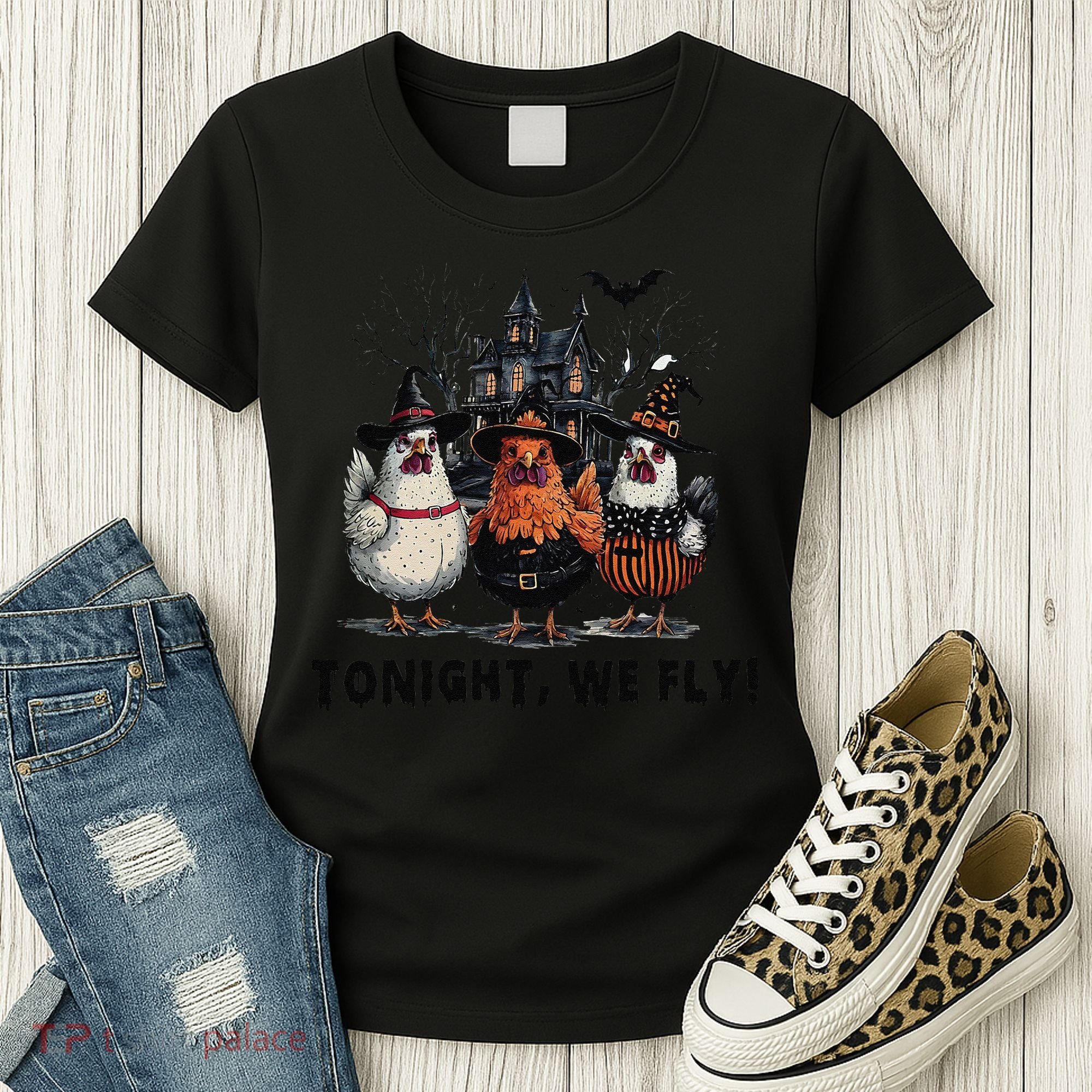 Tonight We Fly Funny Chicken Halloween Spooky Season Women's T-Shirt