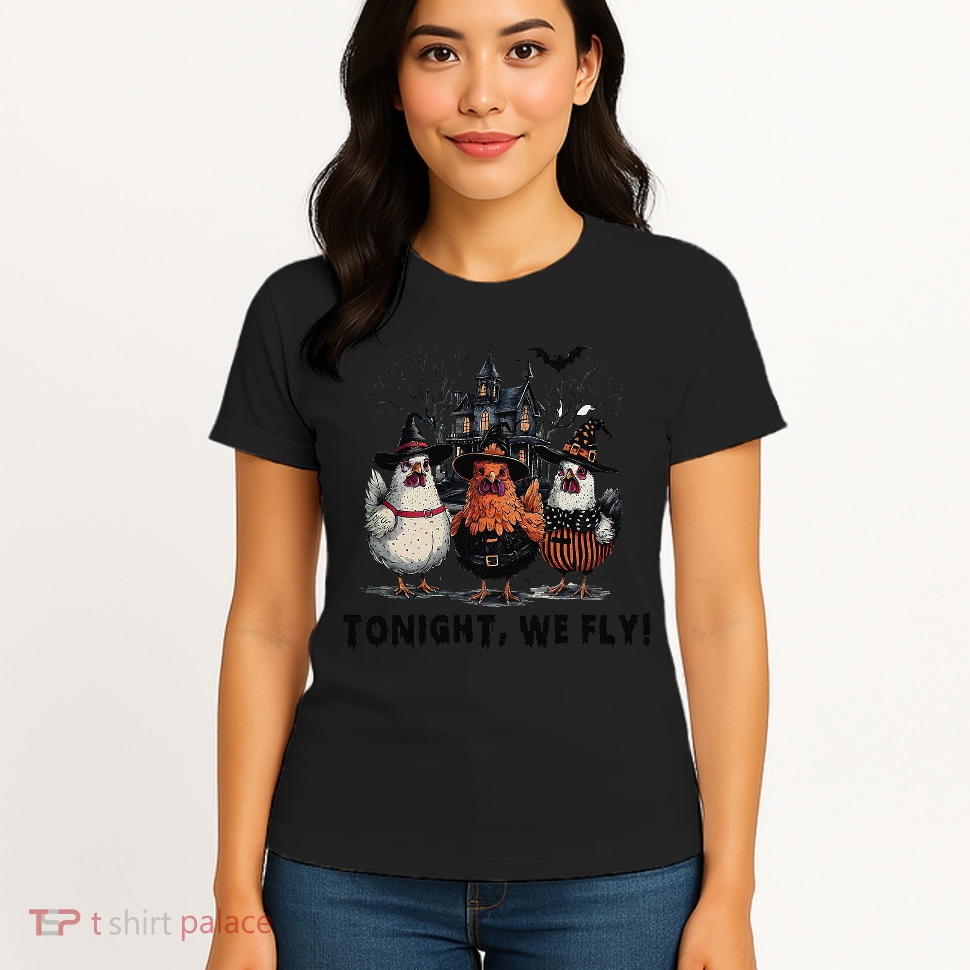 Tonight We Fly Funny Chicken Halloween Spooky Season Women's T-Shirt