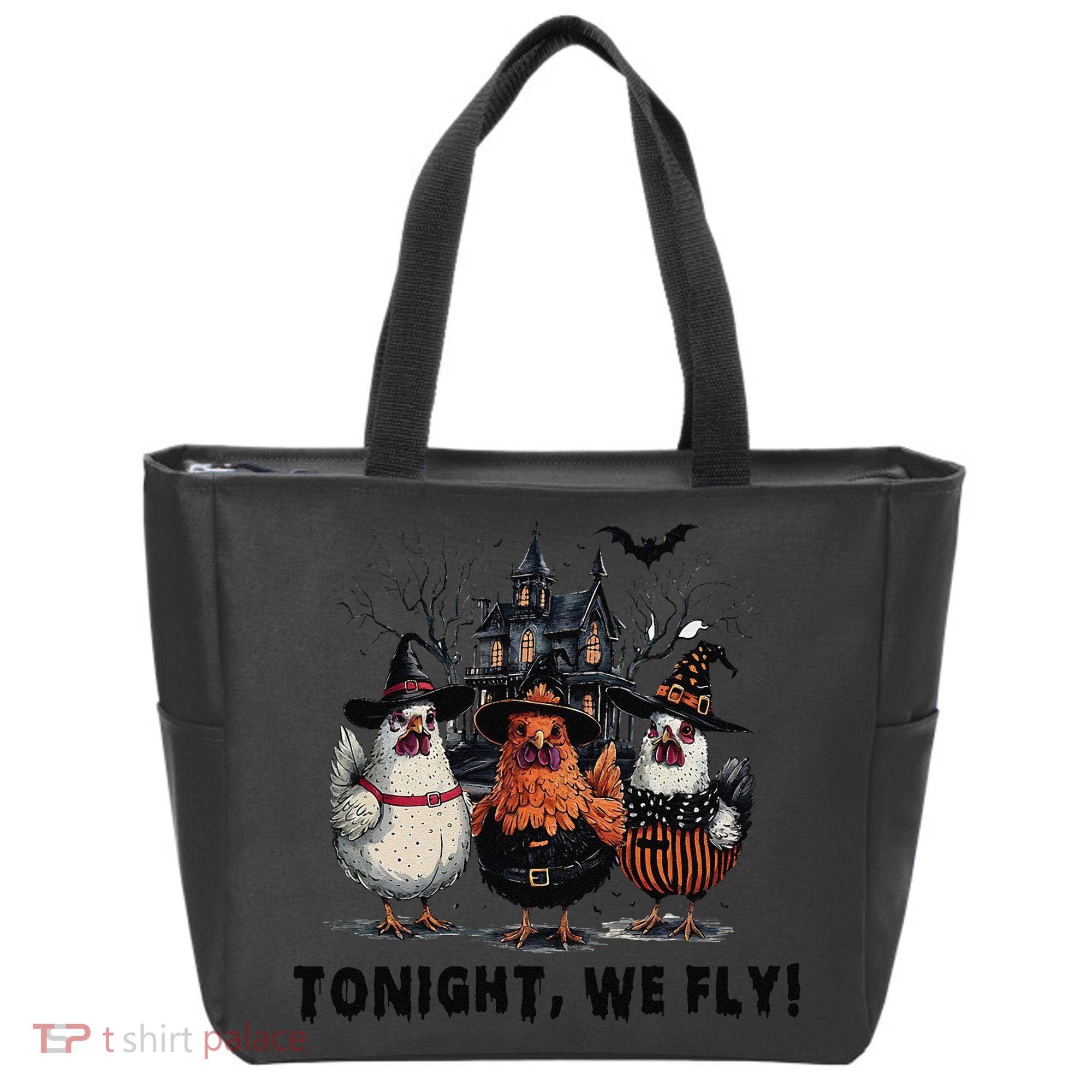 Tonight We Fly Funny Chicken Halloween Spooky Season Tote Bag