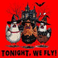 Tonight We Fly Funny Chicken Halloween Spooky Season Santa Hat thumb 1