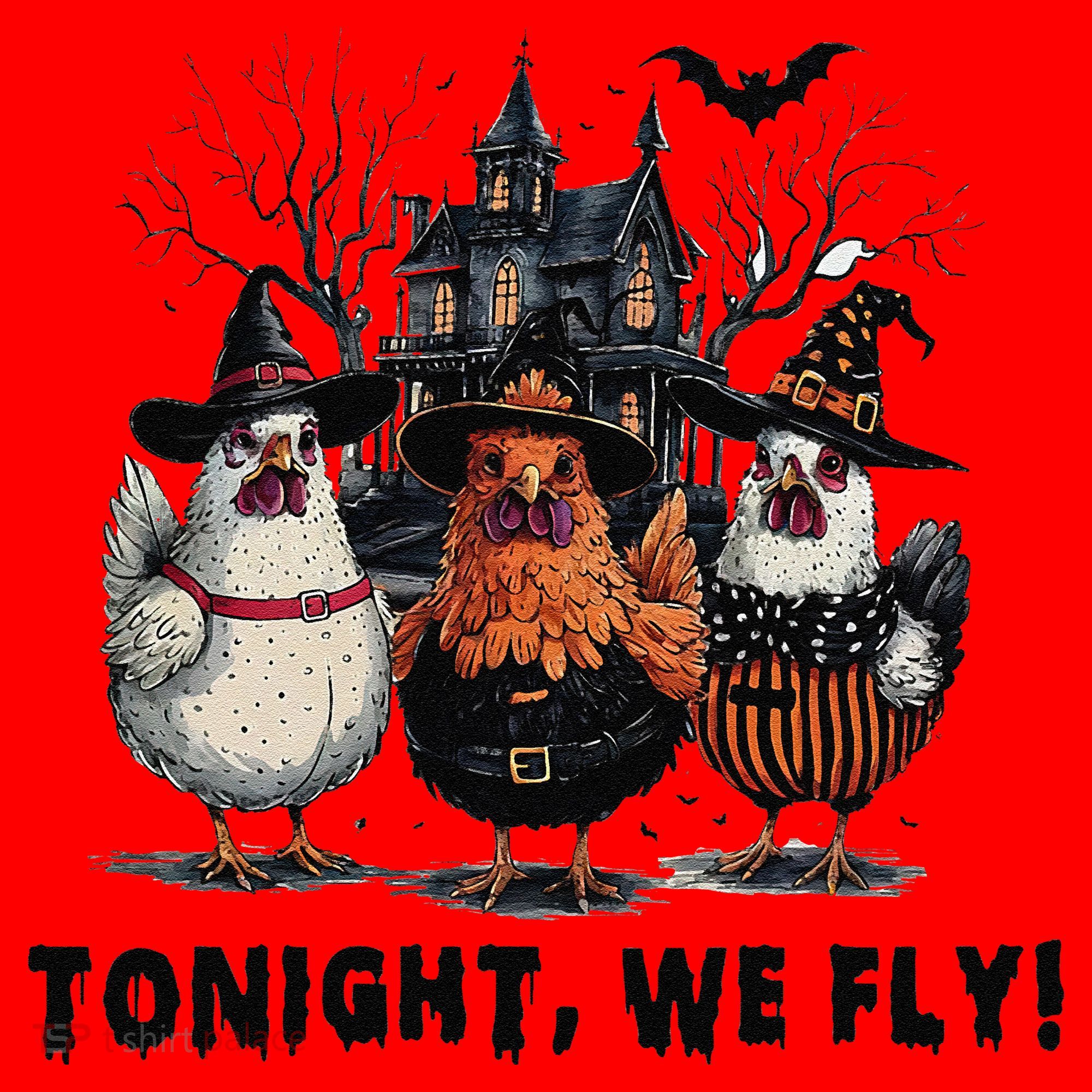 Tonight We Fly Funny Chicken Halloween Spooky Season Santa Hat