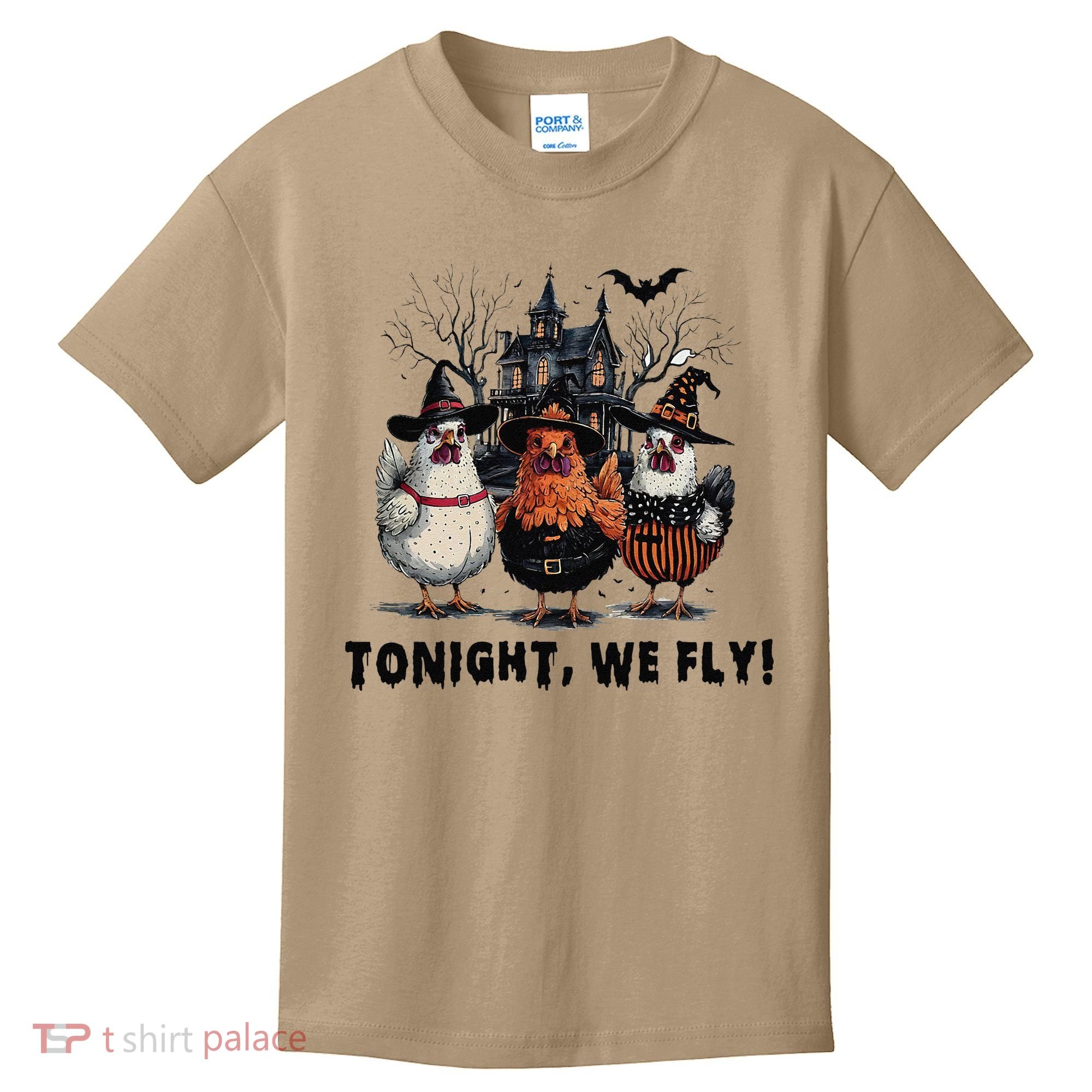 Tonight We Fly Funny Chicken Halloween Spooky Season Kids T-Shirt