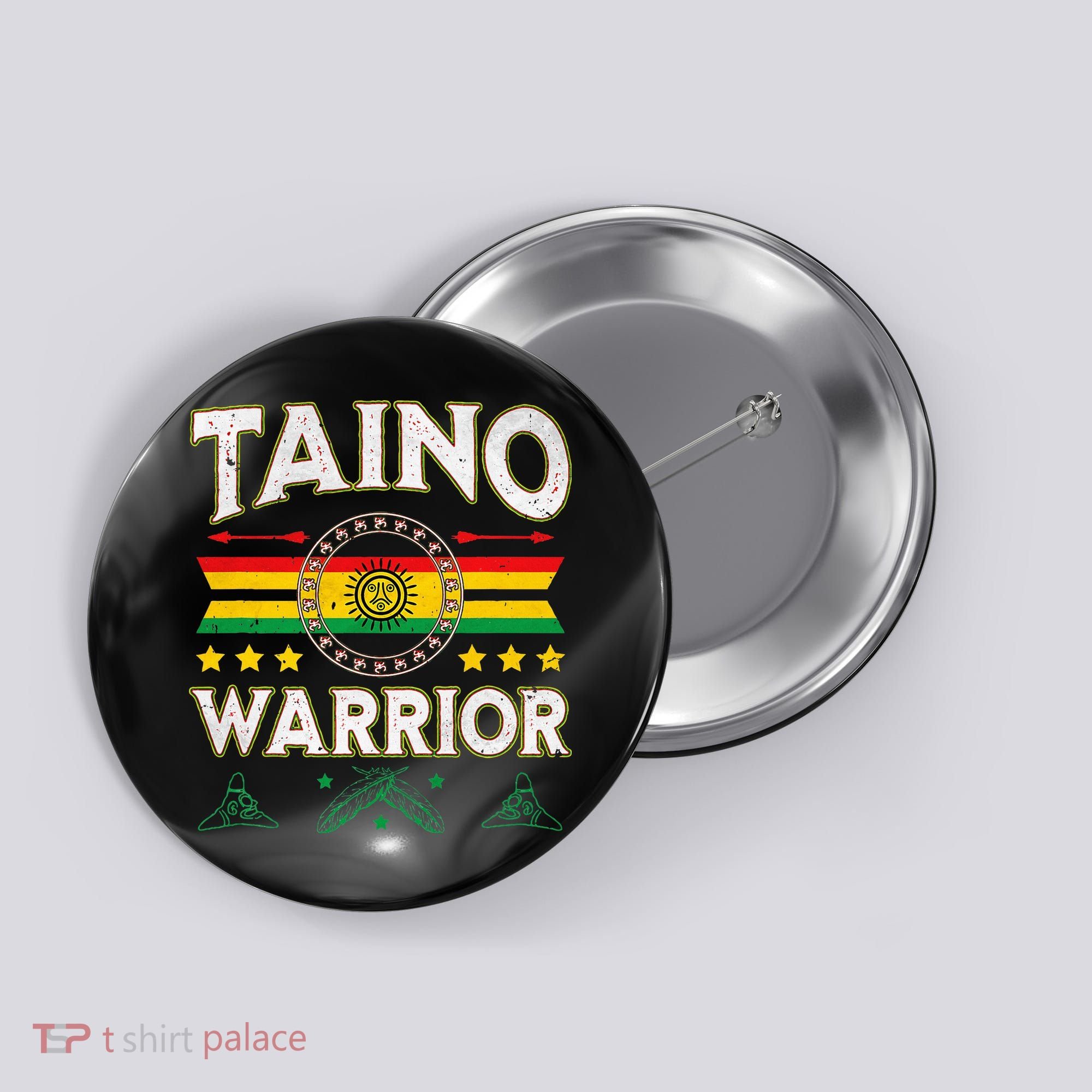 Taino Warrior Flag Native American Arawak Boriken Borinquen Button