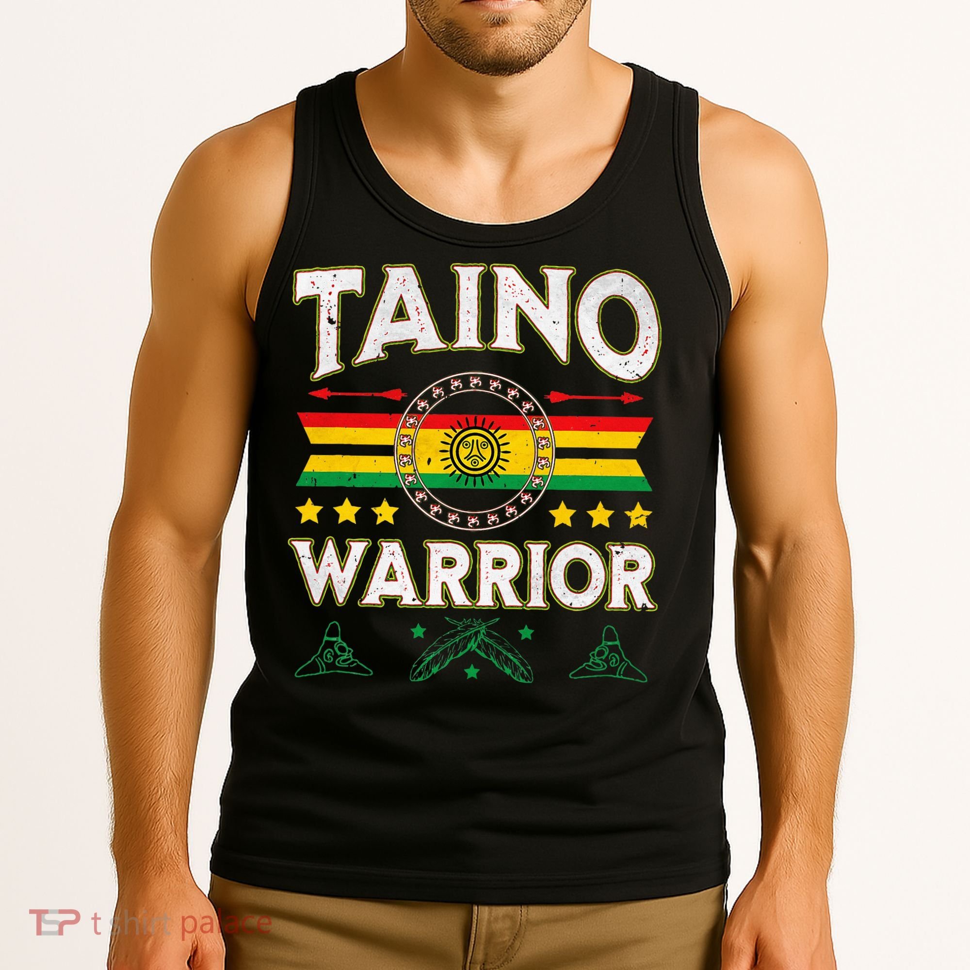 Taino Warrior Flag Native American Arawak Boriken Borinquen Tank Top