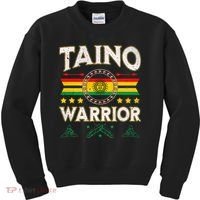 Taino Warrior Flag Native American Arawak Boriken Borinquen Kids Sweatshirt thumb 0