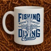 The Weekend Forecast Is Ocean Fishing And Diving Coffee Mug thumb 2