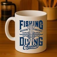 The Weekend Forecast Is Ocean Fishing And Diving Coffee Mug thumb 4