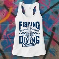 The Weekend Forecast Is Ocean Fishing And Diving Women's Tank Top thumb 3
