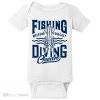 The Weekend Forecast Is Ocean Fishing And Diving Baby Bodysuit thumb 0