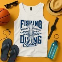 The Weekend Forecast Is Ocean Fishing And Diving Tank Top thumb 4